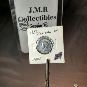 1945 Canada George VI 5 Cents WWII Victory Chromium Plated Steel KM40a